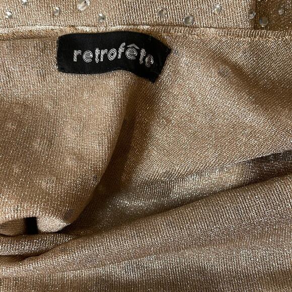 Retrofete Saar Crystal Embellished Cowl Neck Open Tie Back Midi Dress Size Small - Picture 6 of 6